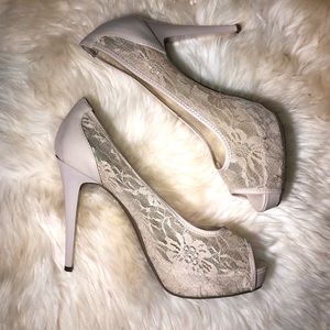Nude Lace GUESS Platform Heels